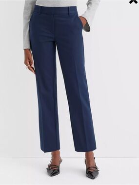 LOFT Riviera Slim Straight Leg Pants in Navy Blue - Size 12